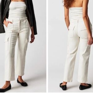 MOTHER The Rambler Cargo Ankle Jeans White Wide Leg Cropped Fairest of Them 32